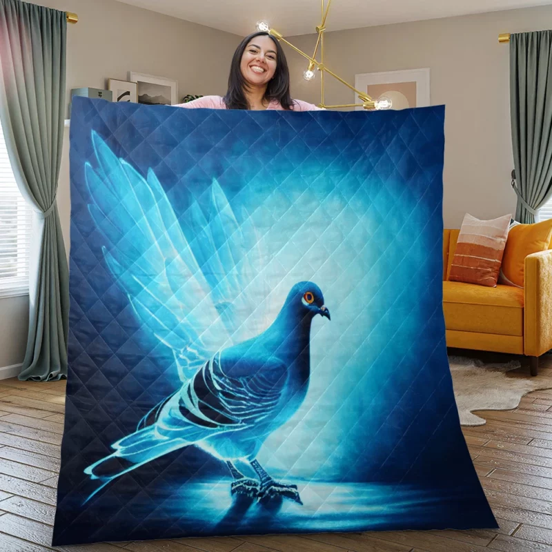 Blue Dove Cub Painting Quilt Blanket
