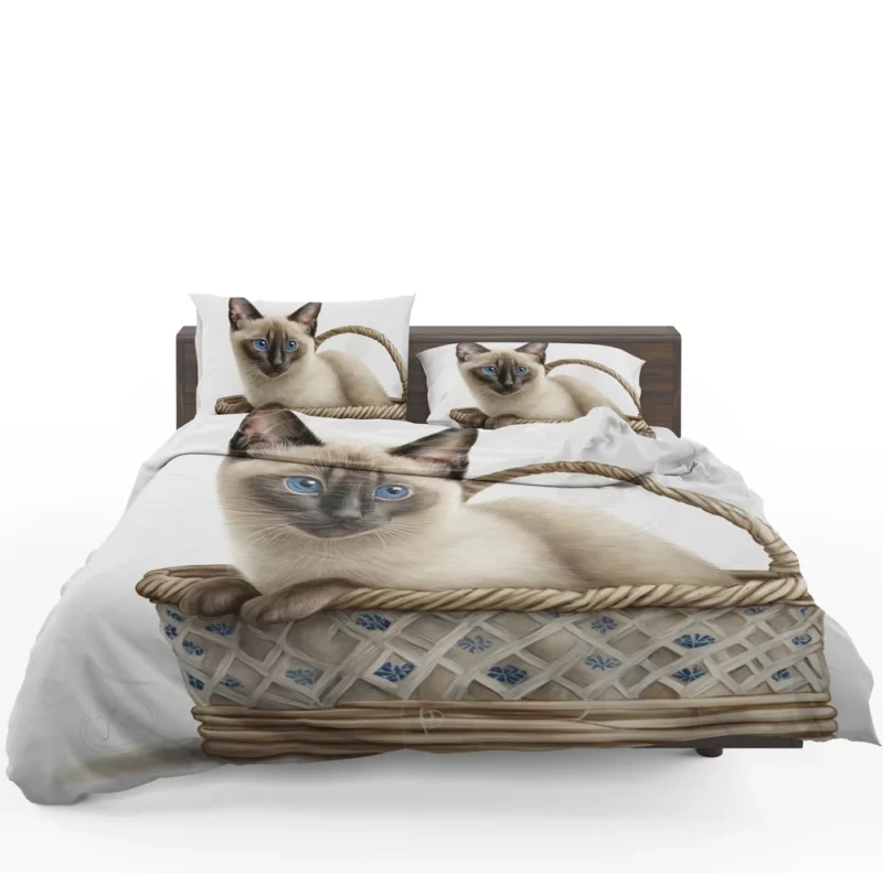 Blue Eyed Cat in Basket Bedding Set 1