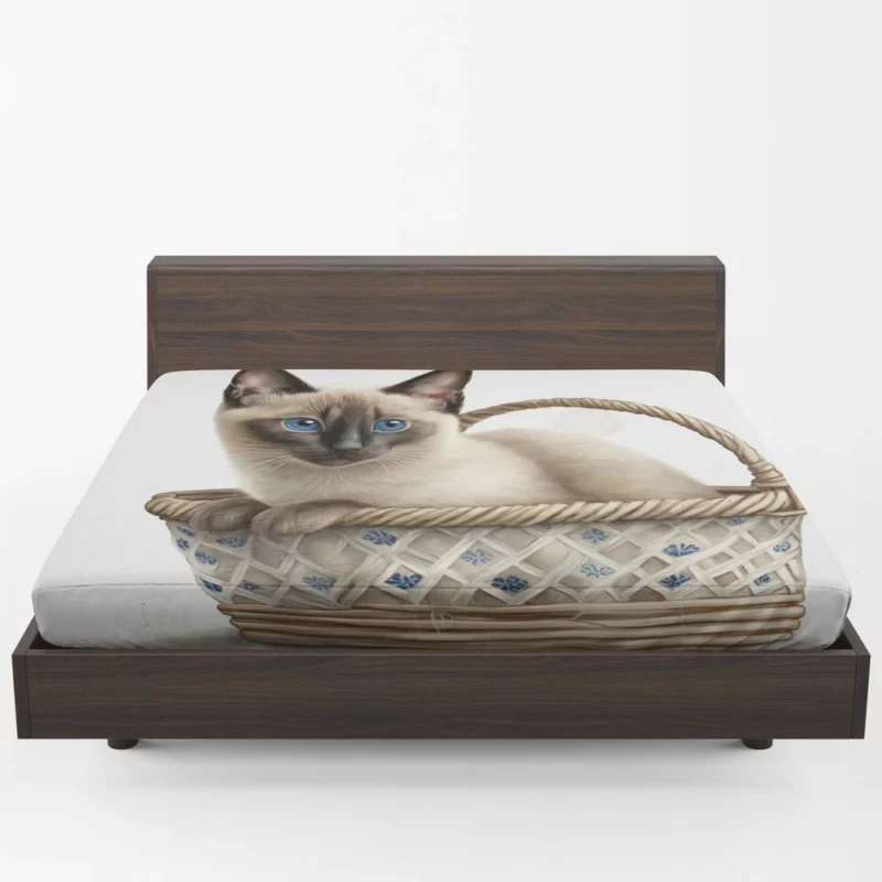 Blue Eyed Cat in Basket Fitted Sheet 1