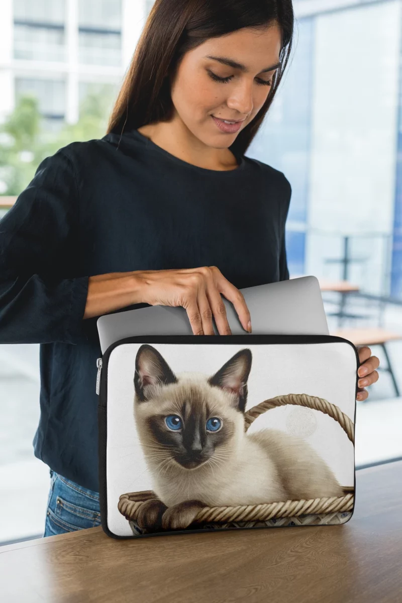 Blue Eyed Cat in Basket Laptop Sleeve 1