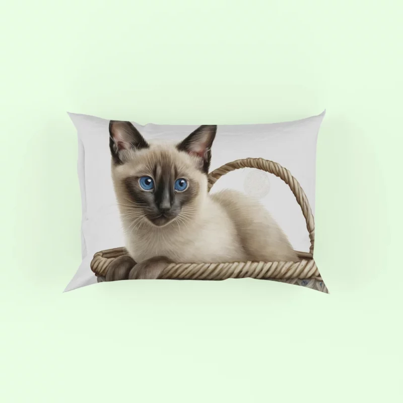 Blue Eyed Cat in Basket Pillow Case