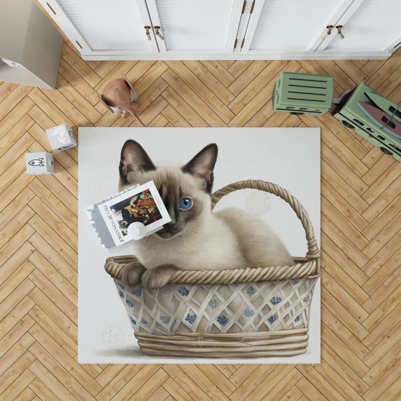 Blue Eyed Cat in Basket Rug