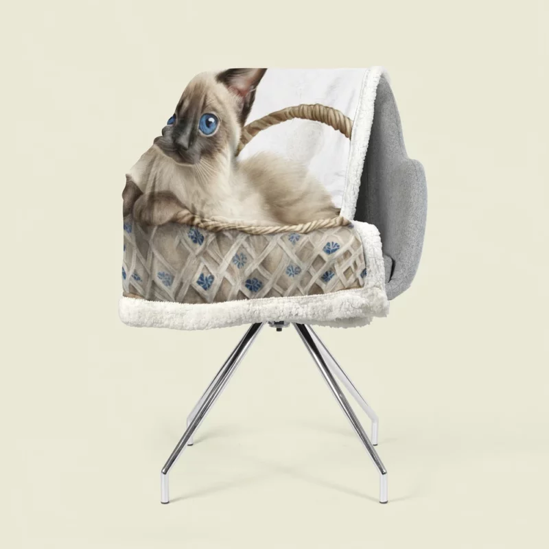 Blue Eyed Cat in Basket Sherpa Fleece Blanket 1