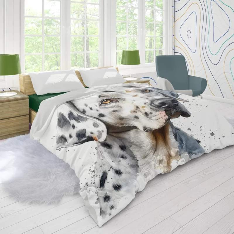 Blue Eyed Dalmatian Painting Duvet Cover