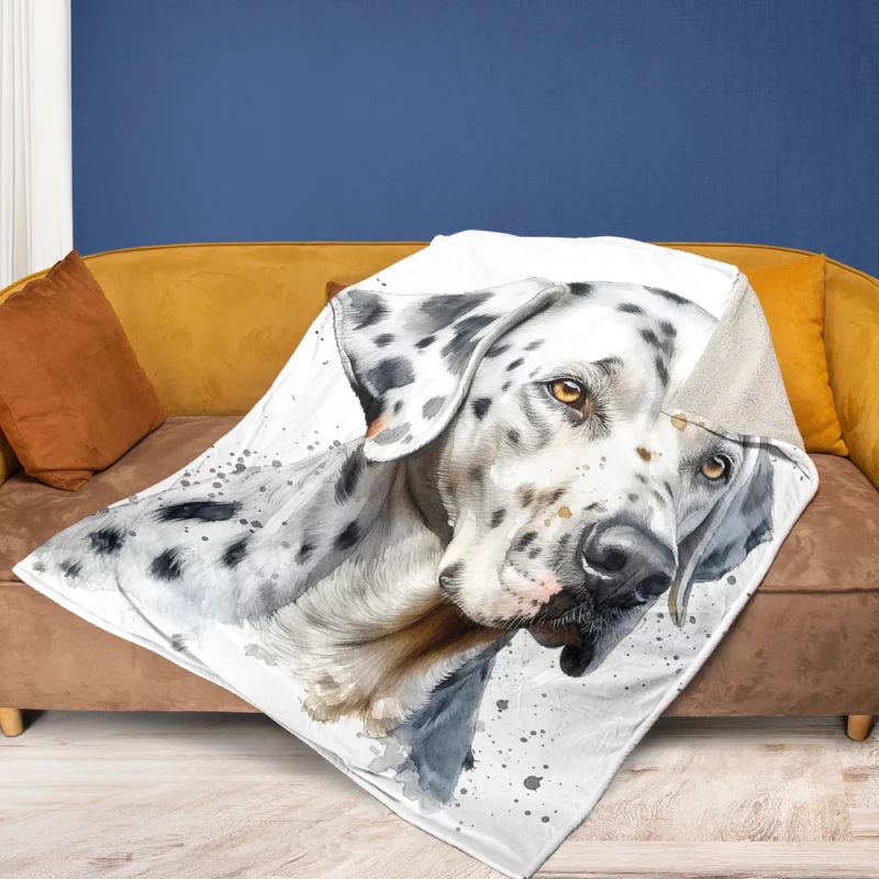 Blue Eyed Dalmatian Painting Fleece Blanket 1