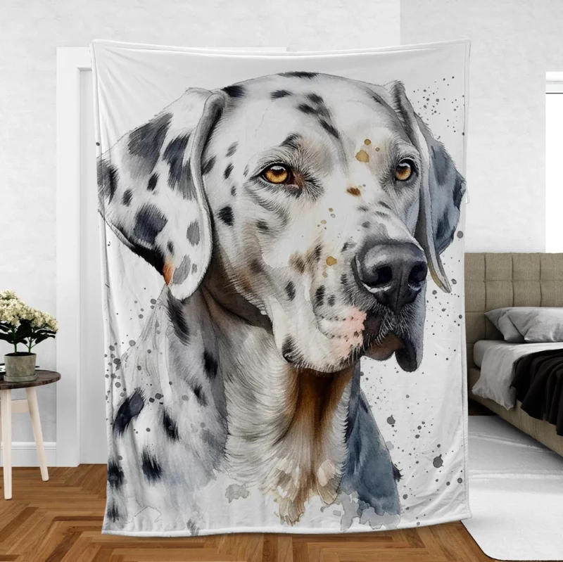 Blue Eyed Dalmatian Painting Fleece Blanket