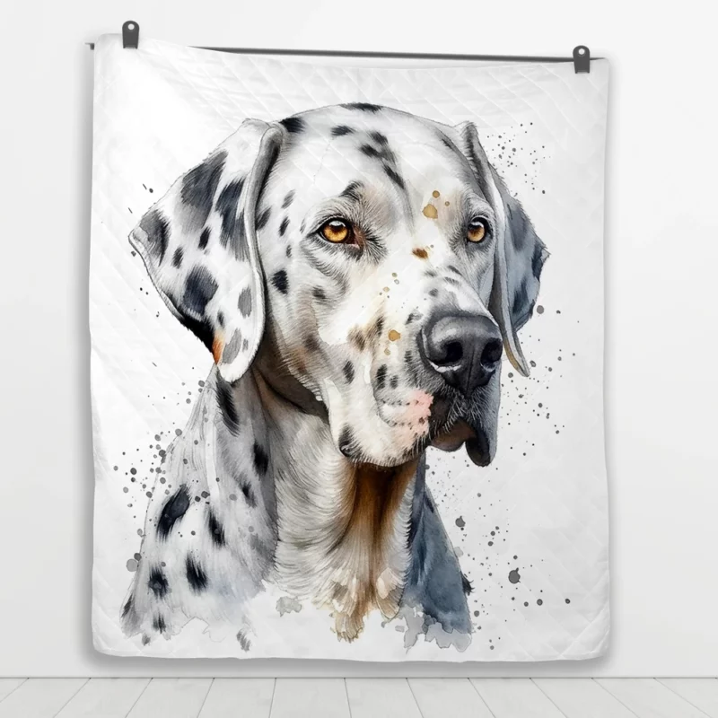 Blue Eyed Dalmatian Painting Quilt Blanket 1