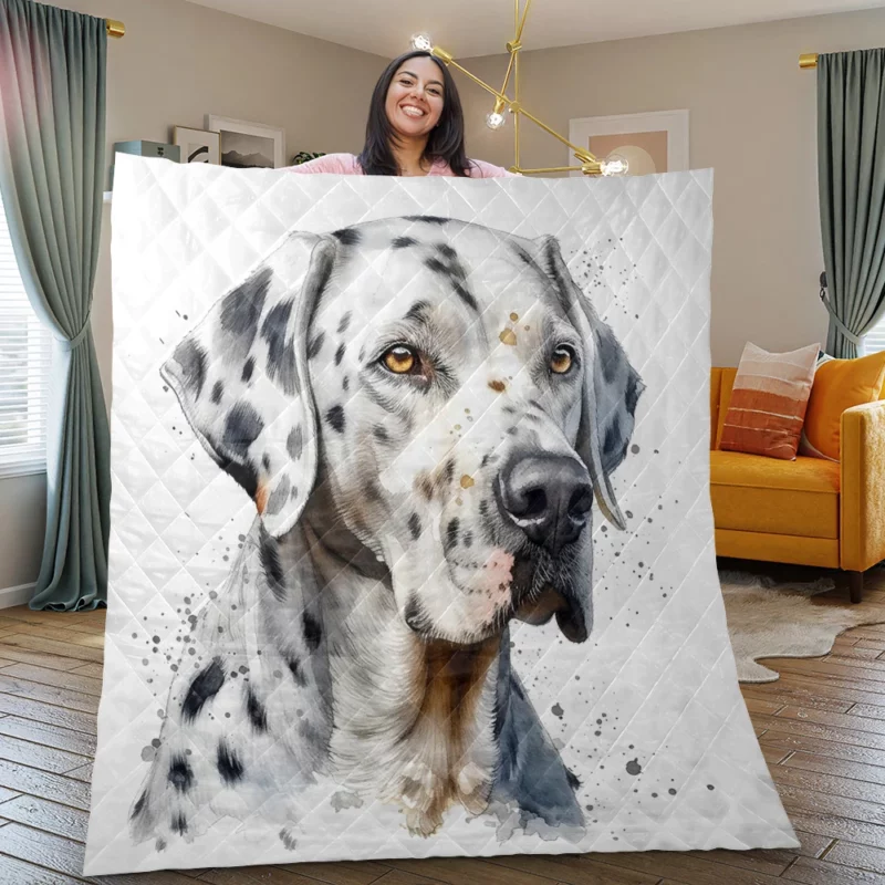 Blue Eyed Dalmatian Painting Quilt Blanket