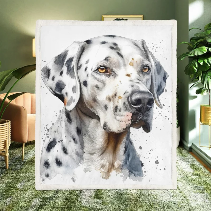 Blue Eyed Dalmatian Painting Sherpa Fleece Blanket