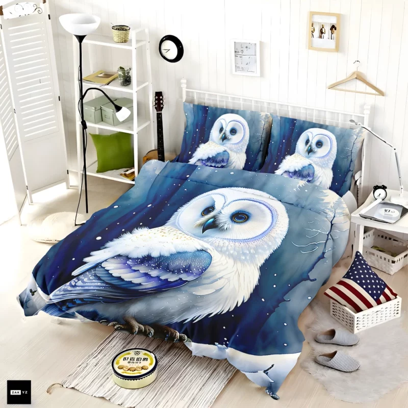 Blue Eyed Owl Painting Bedding Set