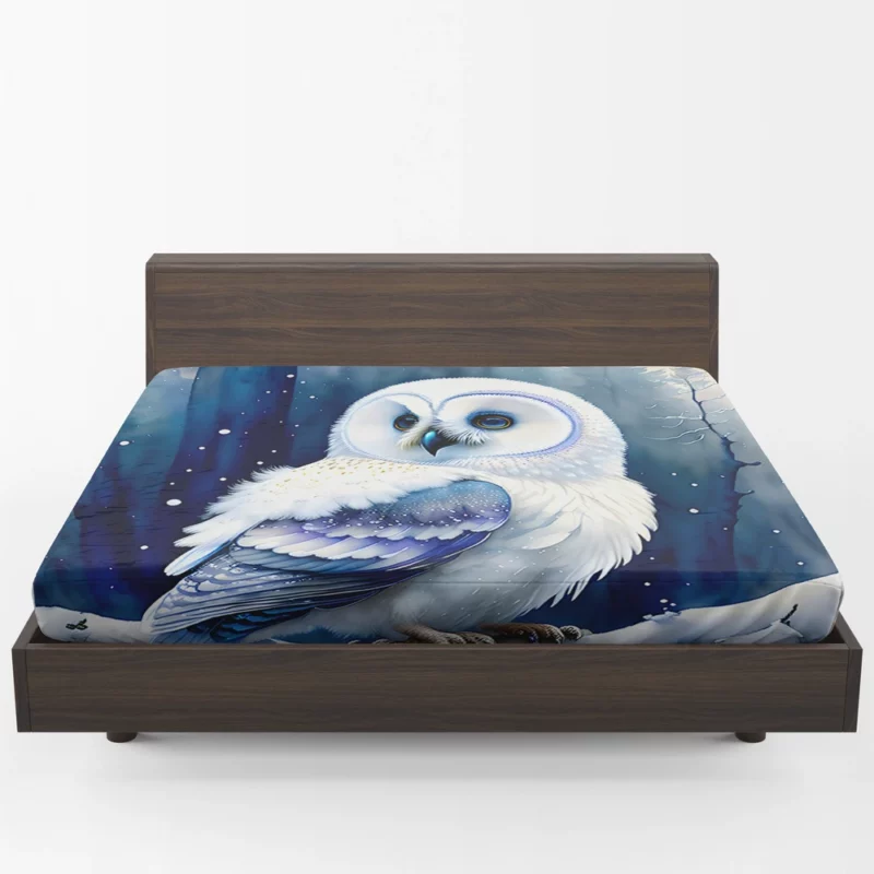 Blue Eyed Owl Painting Fitted Sheet 1