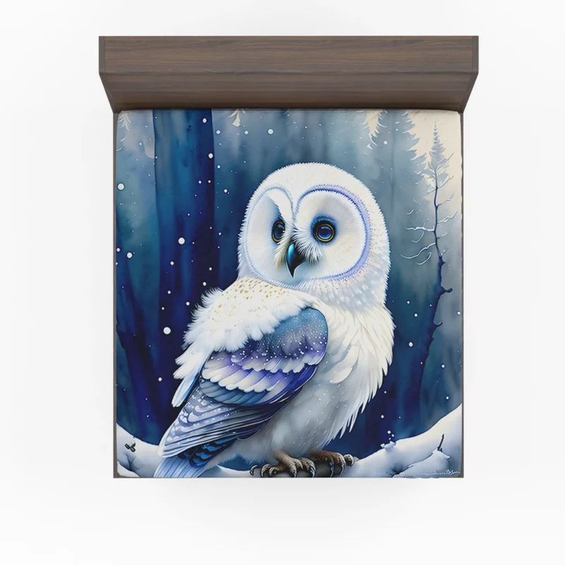Blue Eyed Owl Painting Fitted Sheet