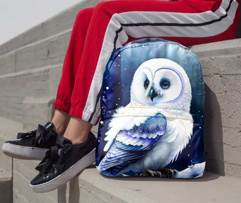 Blue Eyed Owl Painting Minimalist Backpack 1