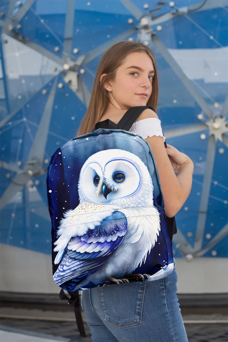 Blue Eyed Owl Painting Minimalist Backpack 2