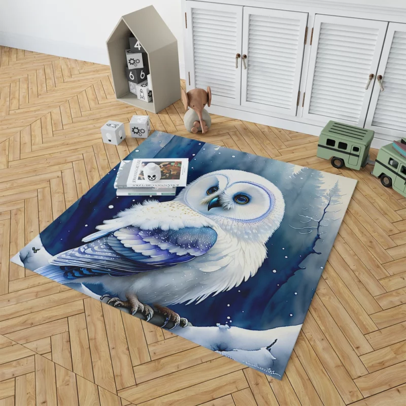 Blue Eyed Owl Painting Rug 1