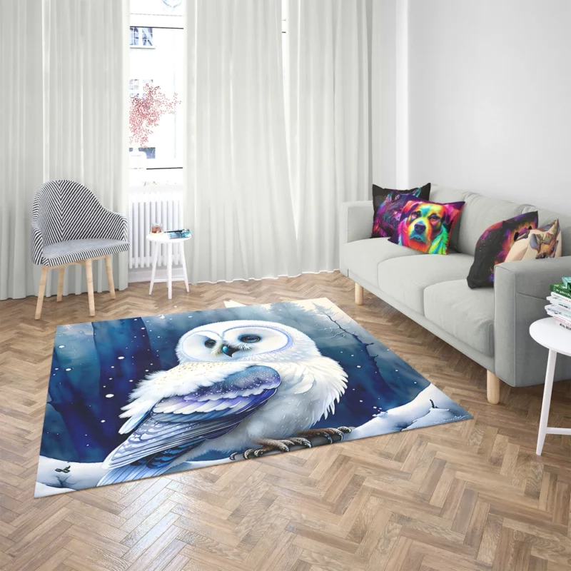 Blue Eyed Owl Painting Rug 2