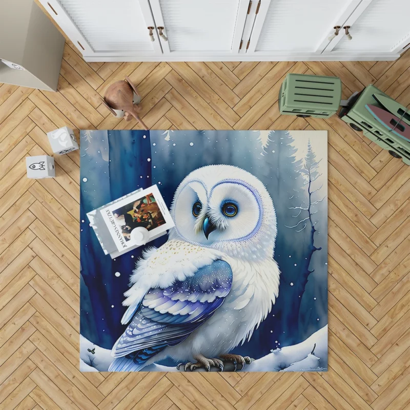 Blue Eyed Owl Painting Rug