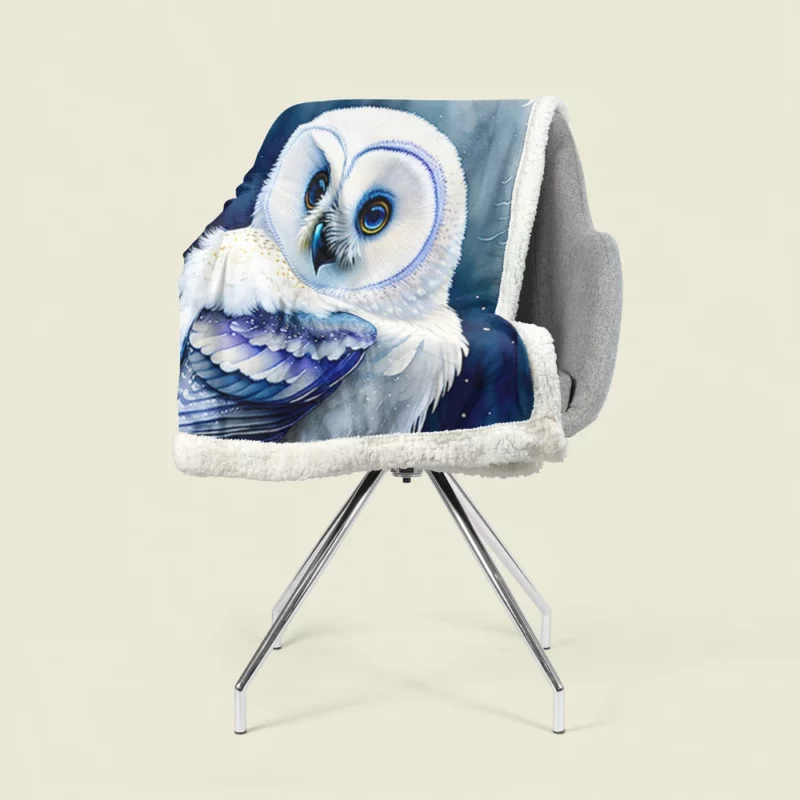 Blue Eyed Owl Painting Sherpa Fleece Blanket 1