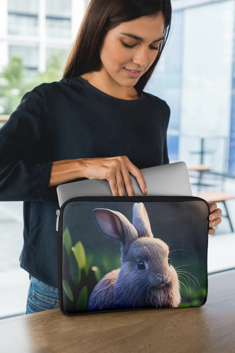 Blue Eyed Rabbit Portrait Laptop Sleeve 1