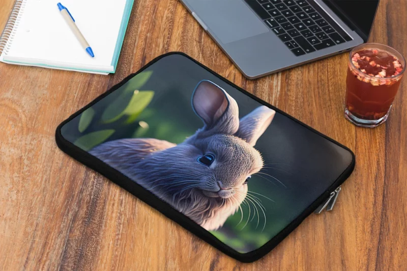 Blue Eyed Rabbit Portrait Laptop Sleeve 2