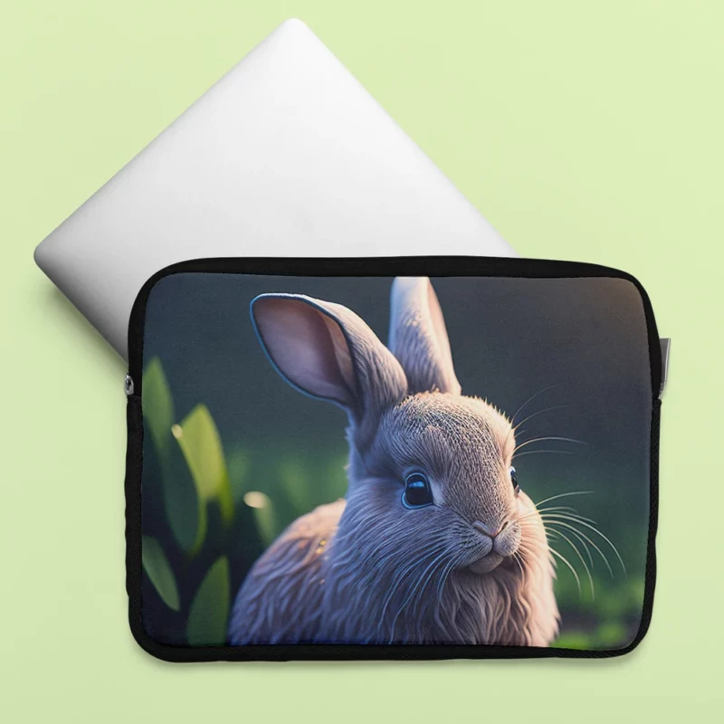 Blue Eyed Rabbit Portrait Laptop Sleeve