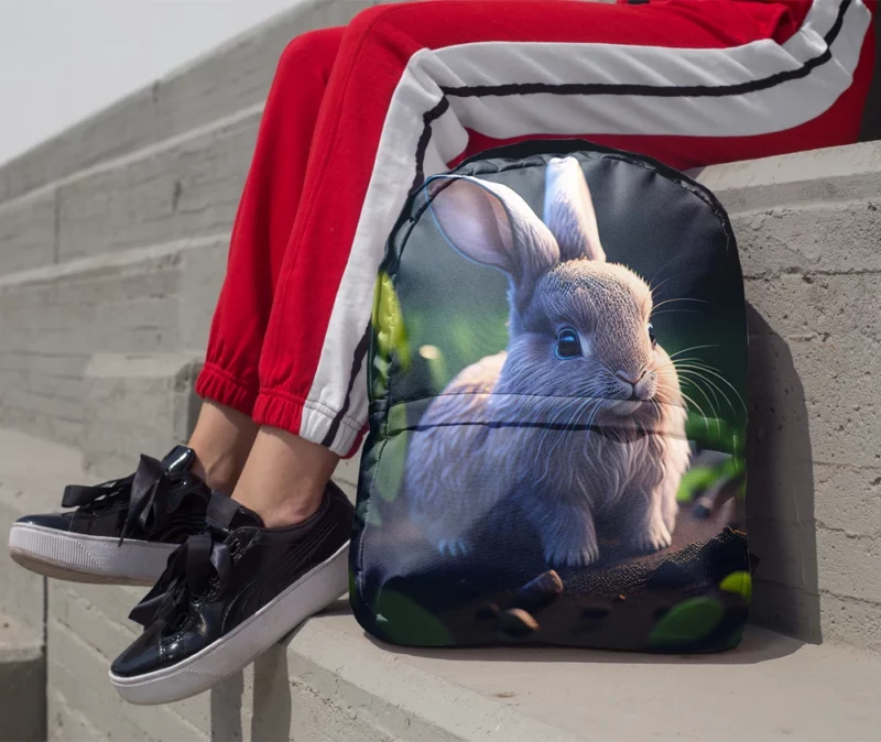 Blue Eyed Rabbit Portrait Minimalist Backpack 1