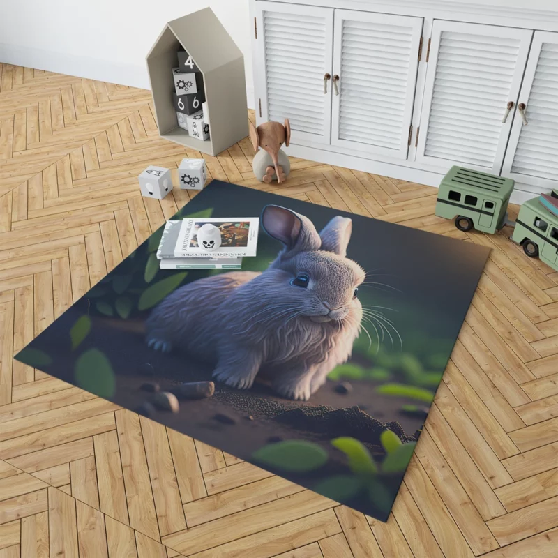 Blue Eyed Rabbit Portrait Rug 1