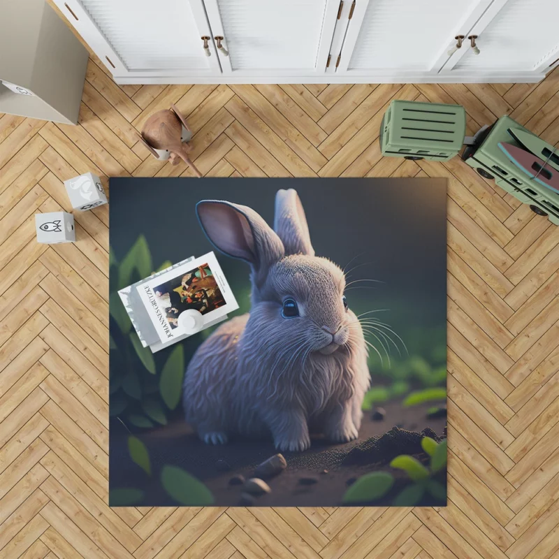 Blue Eyed Rabbit Portrait Rug