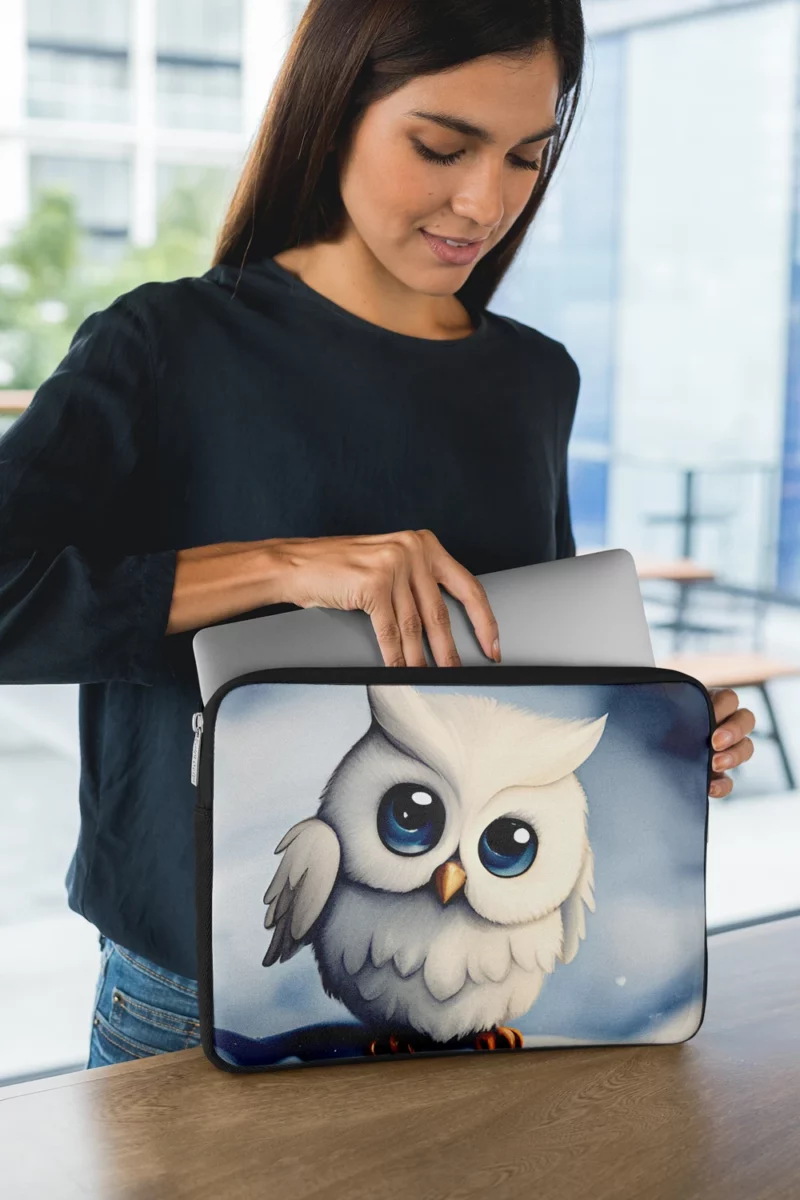 Blue Eyed Snowy Owl on Snow Laptop Sleeve 1