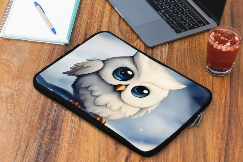 Blue Eyed Snowy Owl on Snow Laptop Sleeve 2