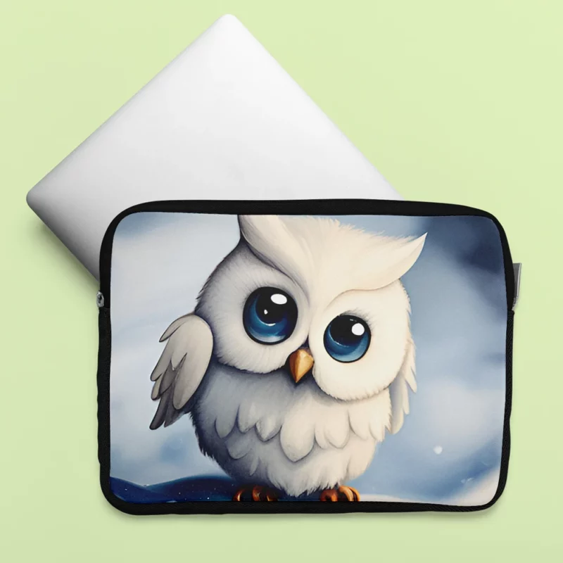 Blue Eyed Snowy Owl on Snow Laptop Sleeve