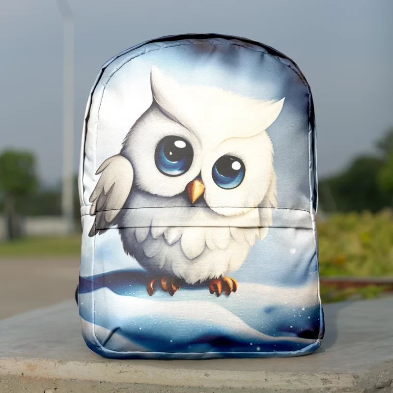 Blue Eyed Snowy Owl on Snow Minimalist Backpack