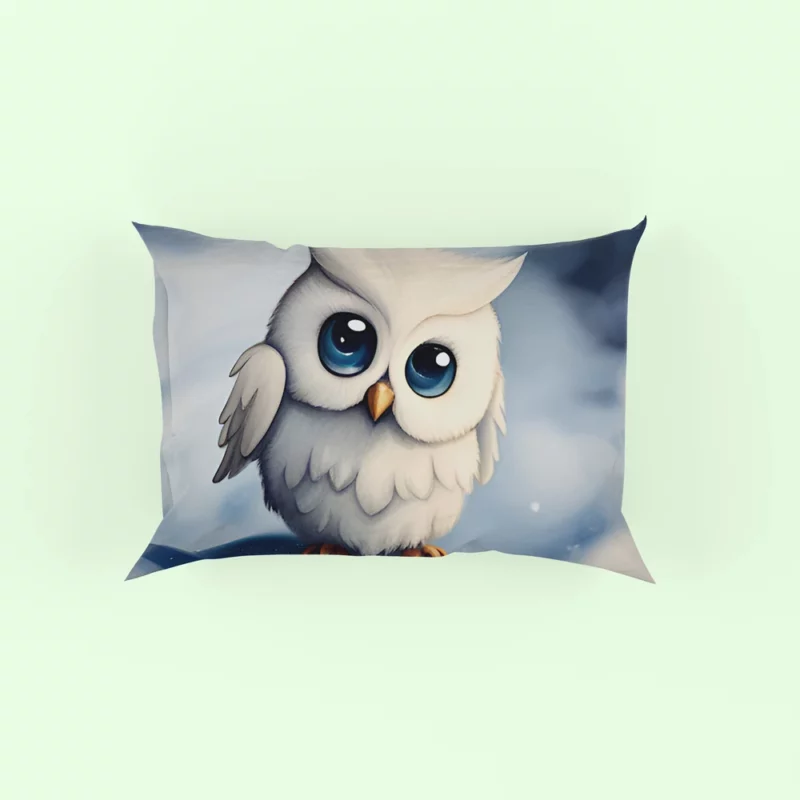 Blue Eyed Snowy Owl on Snow Pillow Case