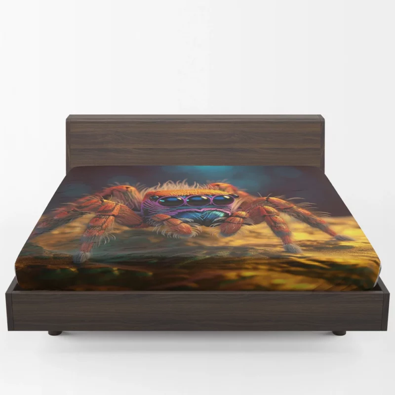 Blue Eyed Spider on Rock Fitted Sheet 1