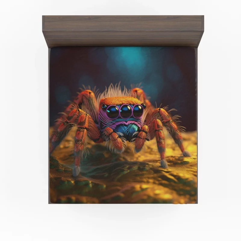 Blue Eyed Spider on Rock Fitted Sheet