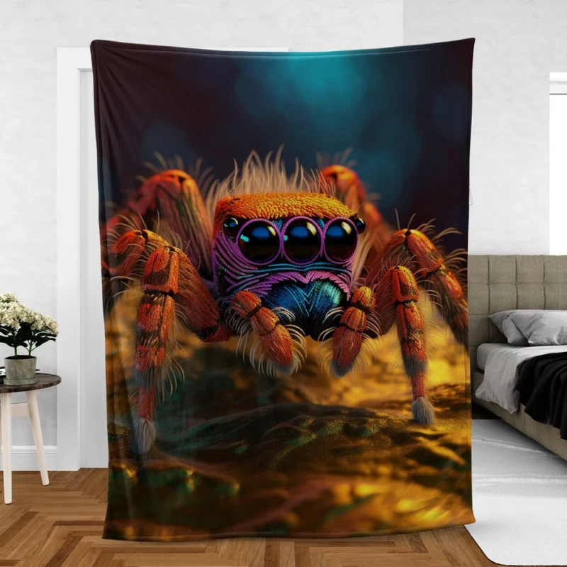 Blue Eyed Spider on Rock Fleece Blanket