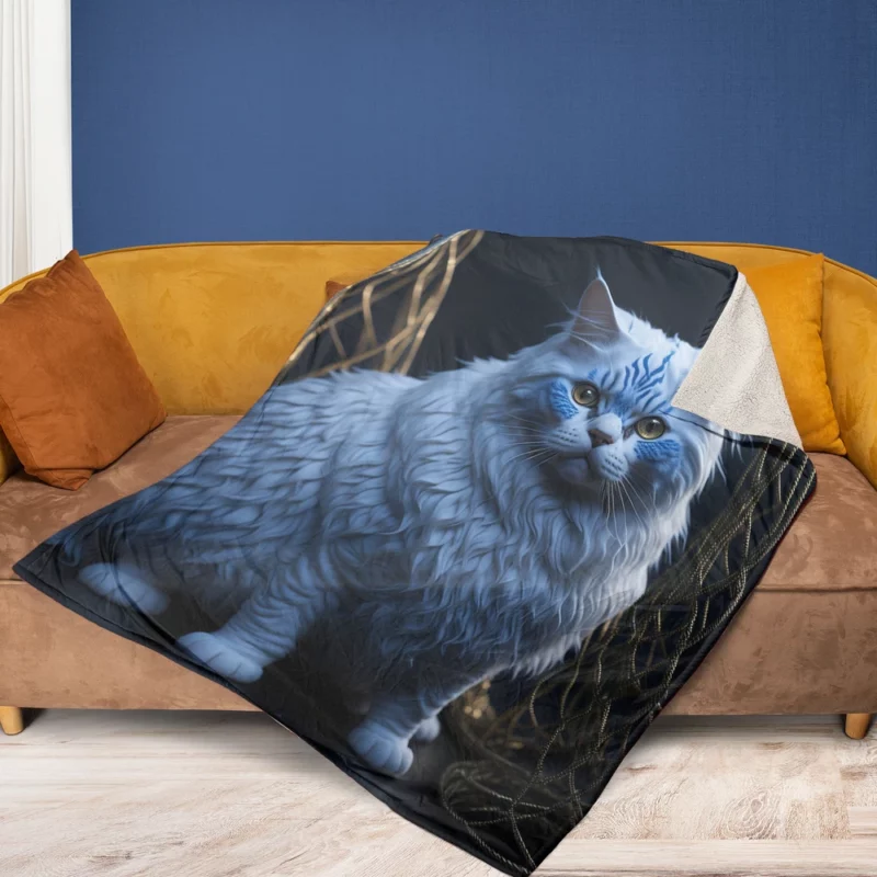 Blue Eyed Tabby Cat Fleece Blanket 1