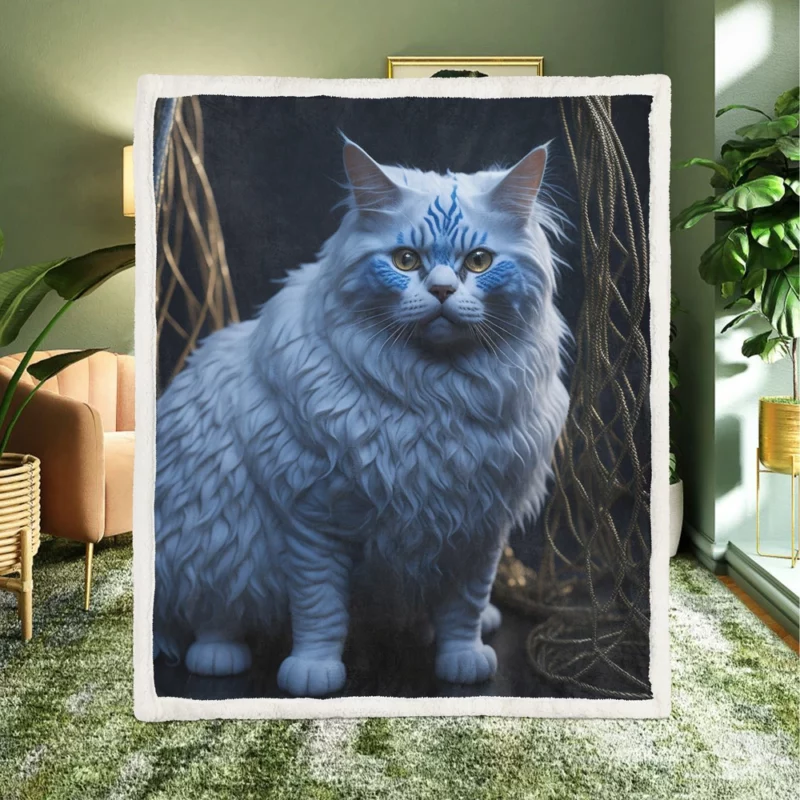 Blue Eyed Tabby Cat Sherpa Fleece Blanket