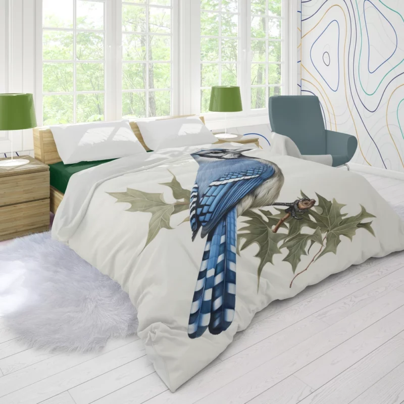 Blue Jay Sitting on Branch Duvet Cover