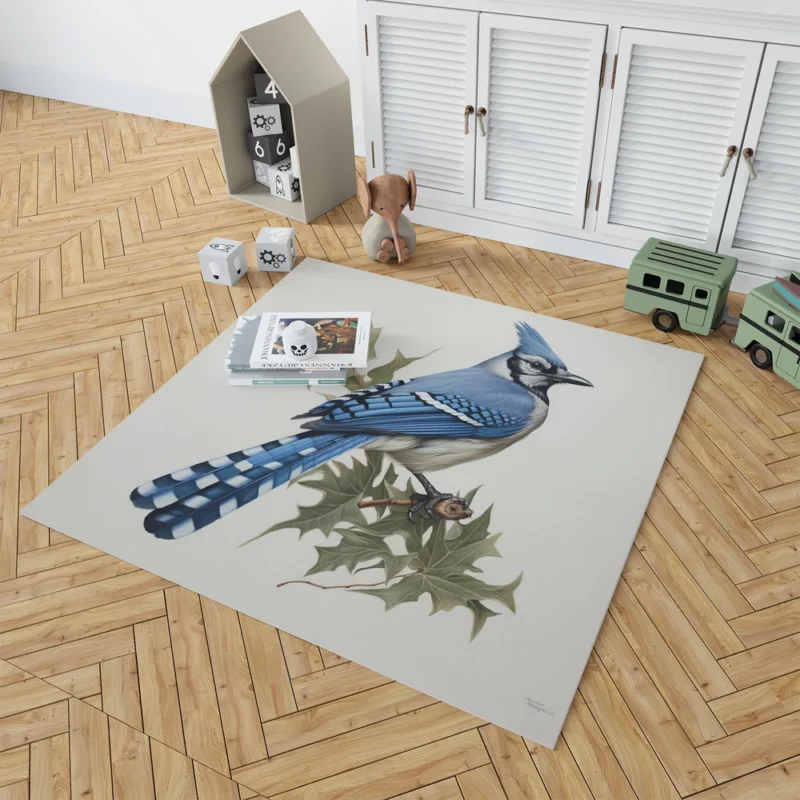 Blue Jay Sitting on Branch Rug 1