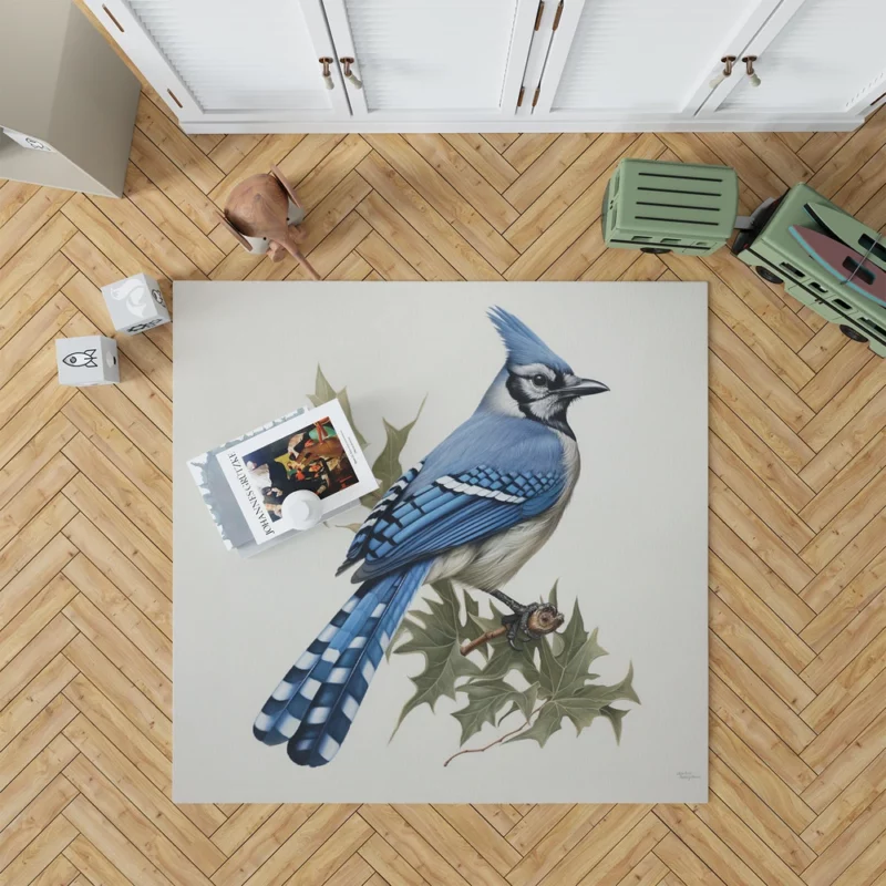 Blue Jay Sitting on Branch Rug