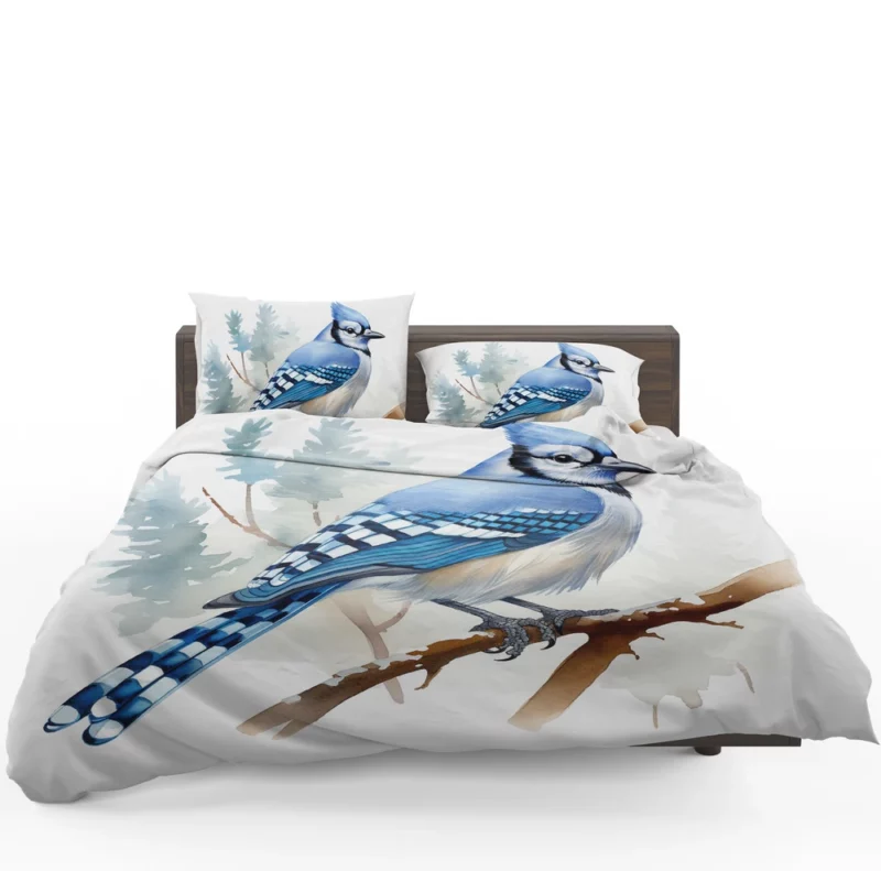 Blue Jay on Branch AI Art Bedding Set 1