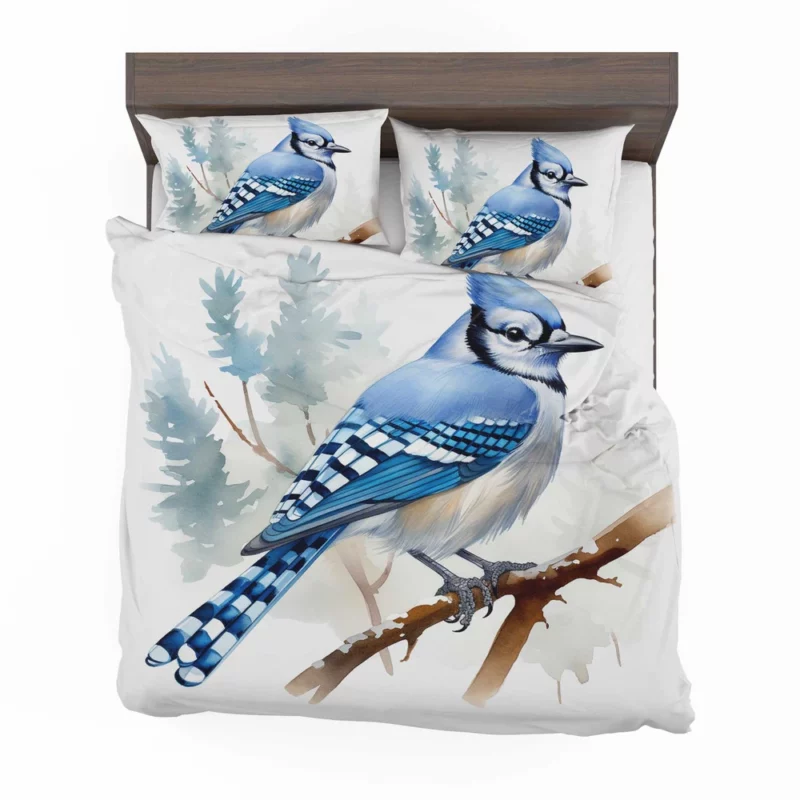 Blue Jay on Branch AI Art Bedding Set 2