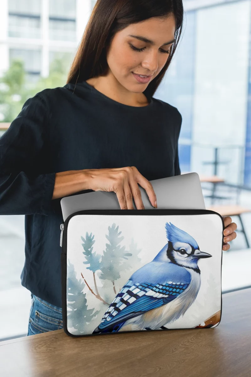 Blue Jay on Branch AI Art Laptop Sleeve 1