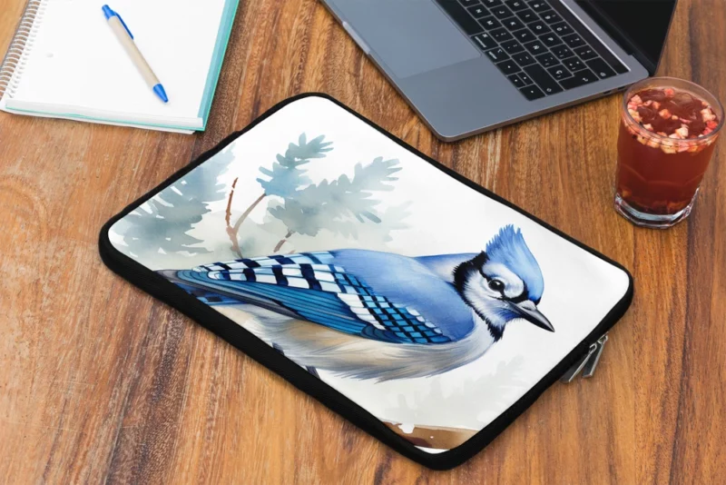 Blue Jay on Branch AI Art Laptop Sleeve 2