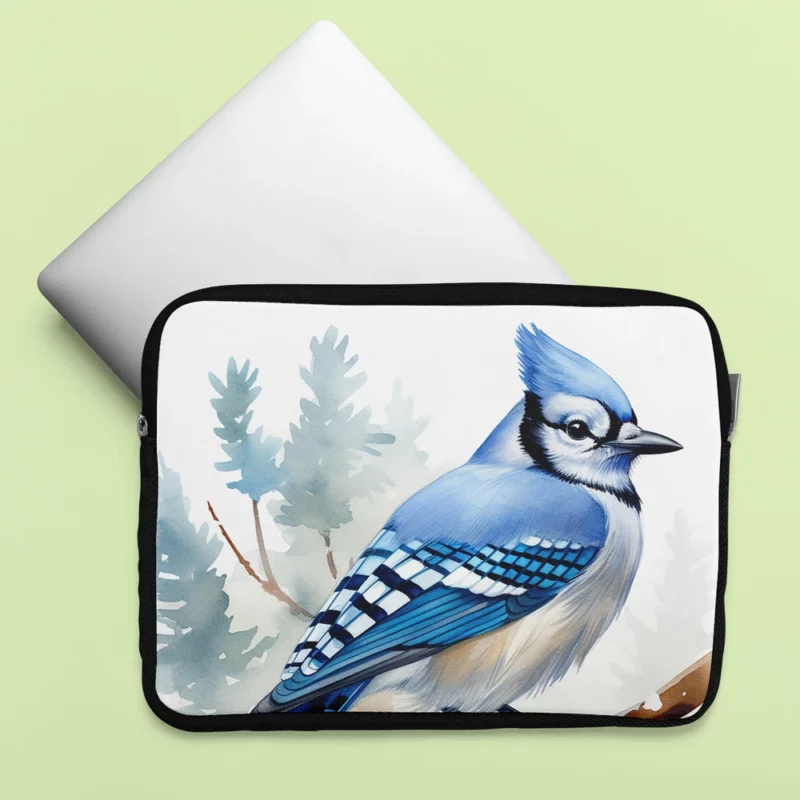 Blue Jay on Branch AI Art Laptop Sleeve