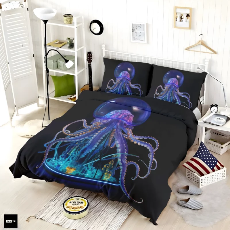 Blue Jellyfish Sculpture Bedding Set