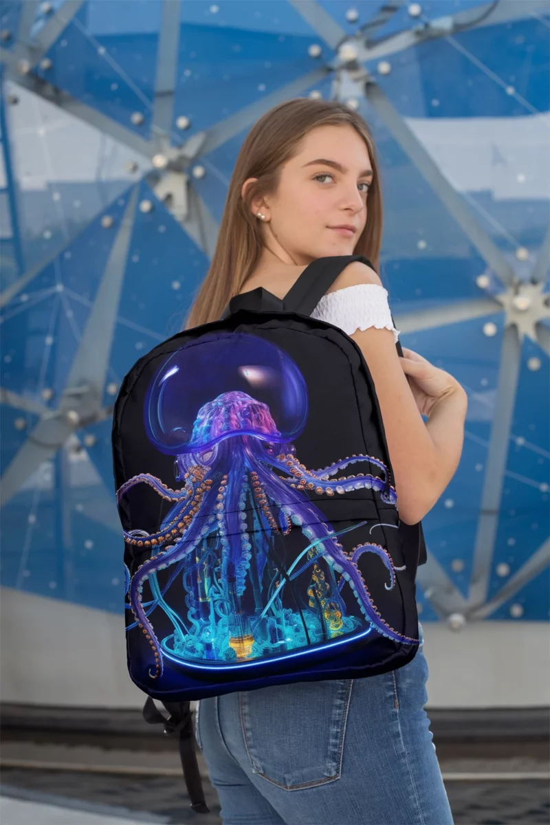 Blue Jellyfish Sculpture Minimalist Backpack 2