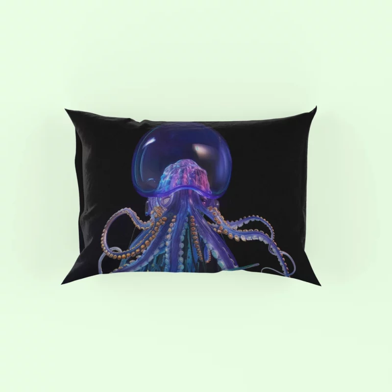 Blue Jellyfish Sculpture Pillow Case