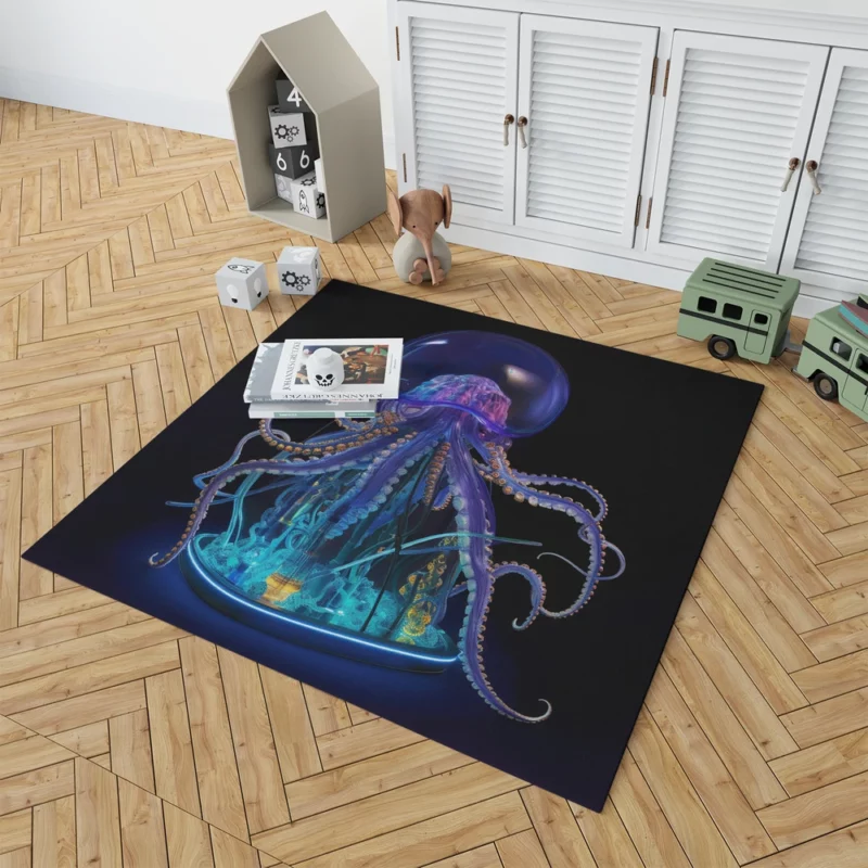 Blue Jellyfish Sculpture Rug 1